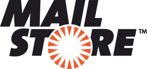 Logo von MailStore, bestehend aus dem Wort "MAIL STORE" in grünen Großbuchstaben und einem orangefarbenen Sonnenrad-Symbol.
